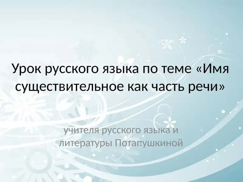 Имя существительное как часть речи 1