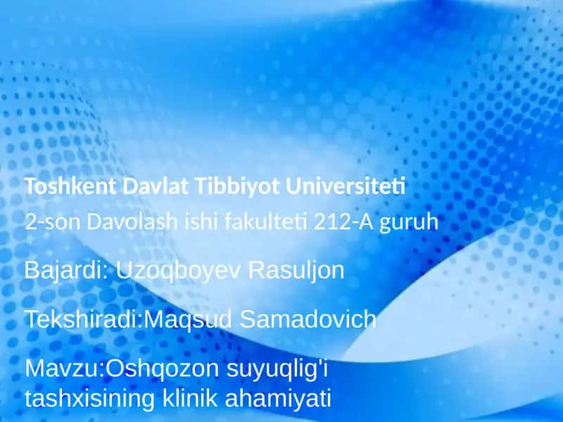 Oshqozon suyuqligi tashxisining klinik ahamiyati 1