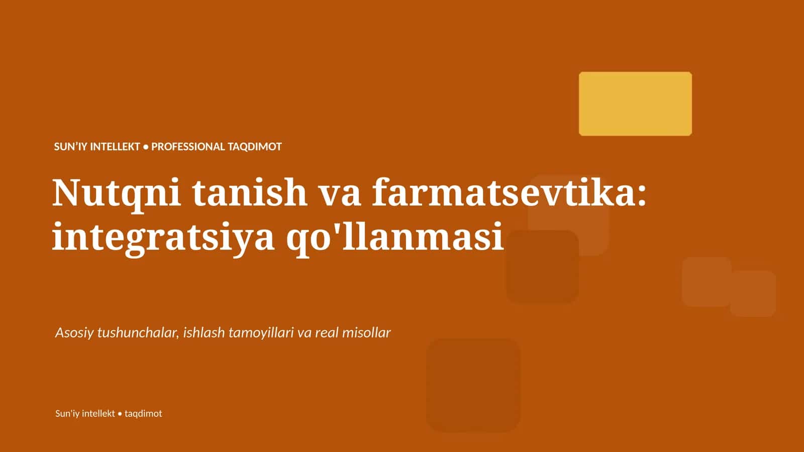 Nutqni tanish va farmatsevtika: integratsiya qo'llanmasi 1