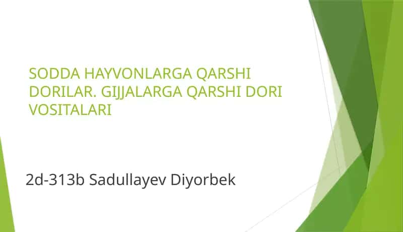 SODDA HAYVONLARGA QARSHI DORILAR. GIJJALARGA QARSHI DORI VOSITALARI 1