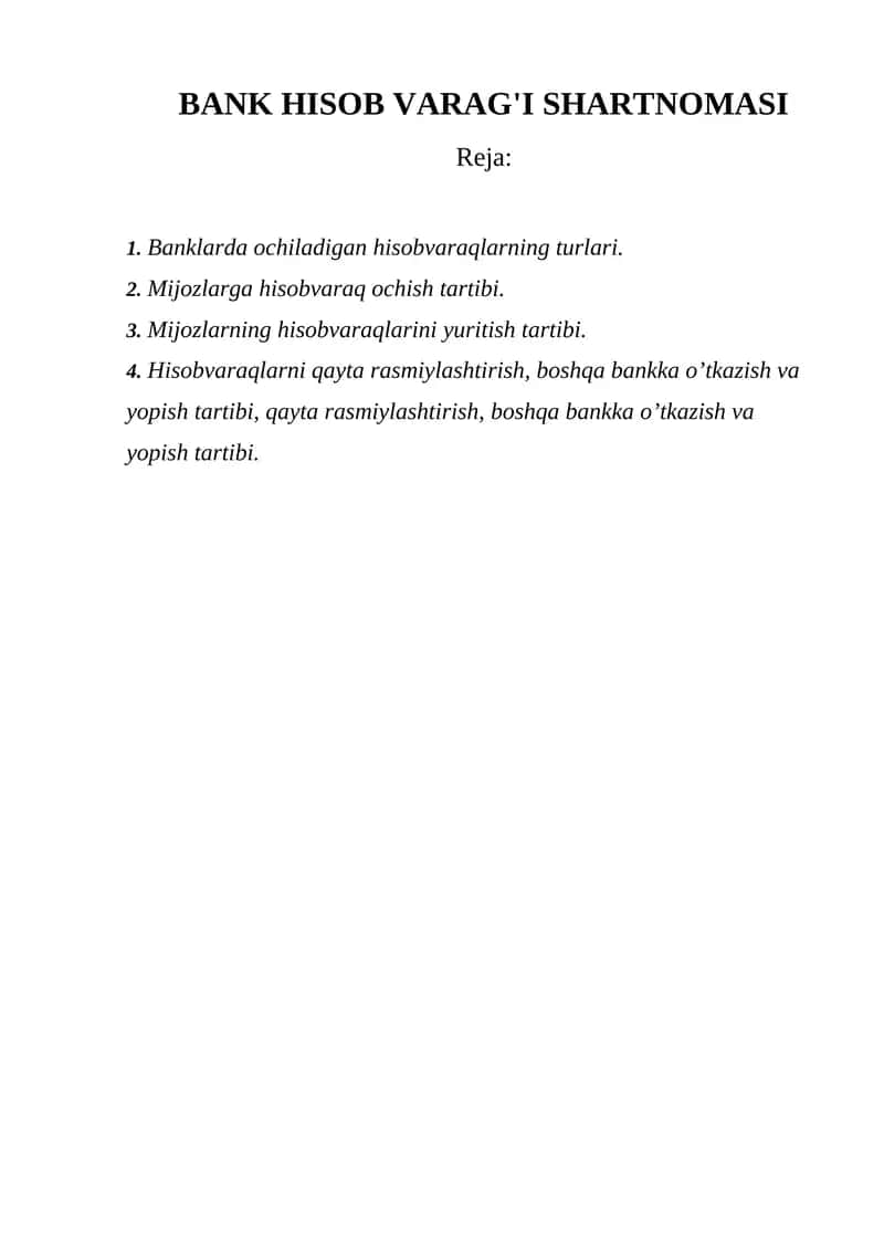 Bank hisob varag'i shartnomasi 1