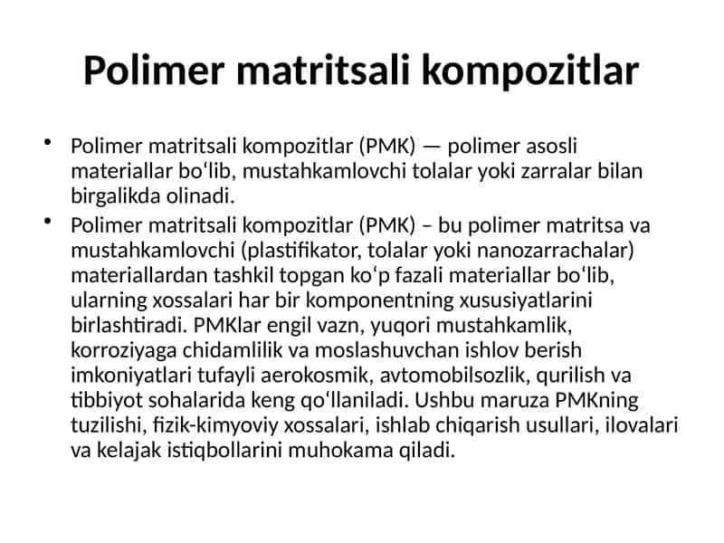 Polimer matritsali kompozitlar 1