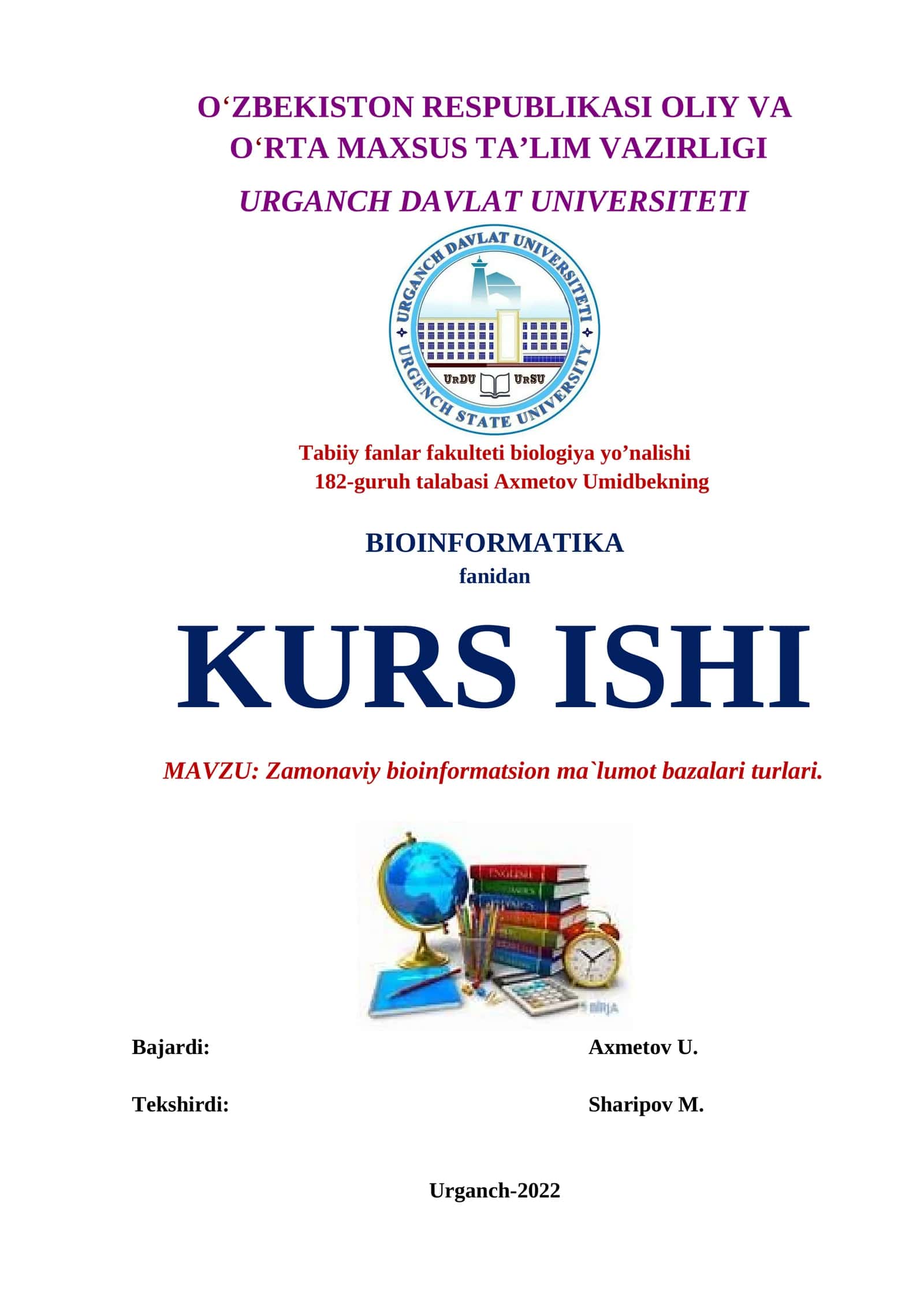 Zamonaviy bioinformatsion ma`lumot bazalari turlari 1