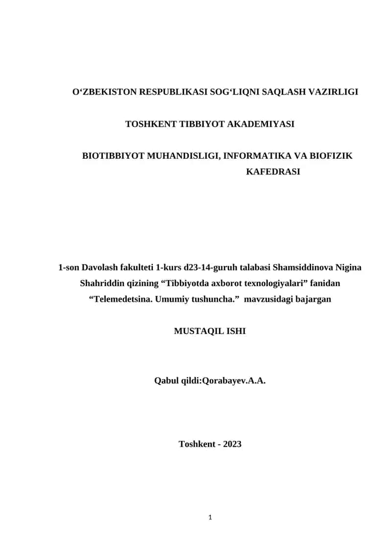 Telemedetsina. Umumiy tushuncha 1