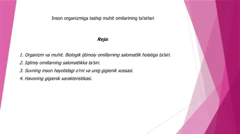 Insonorganizmiga tashqi muhit omilarining ta’sirlari 1