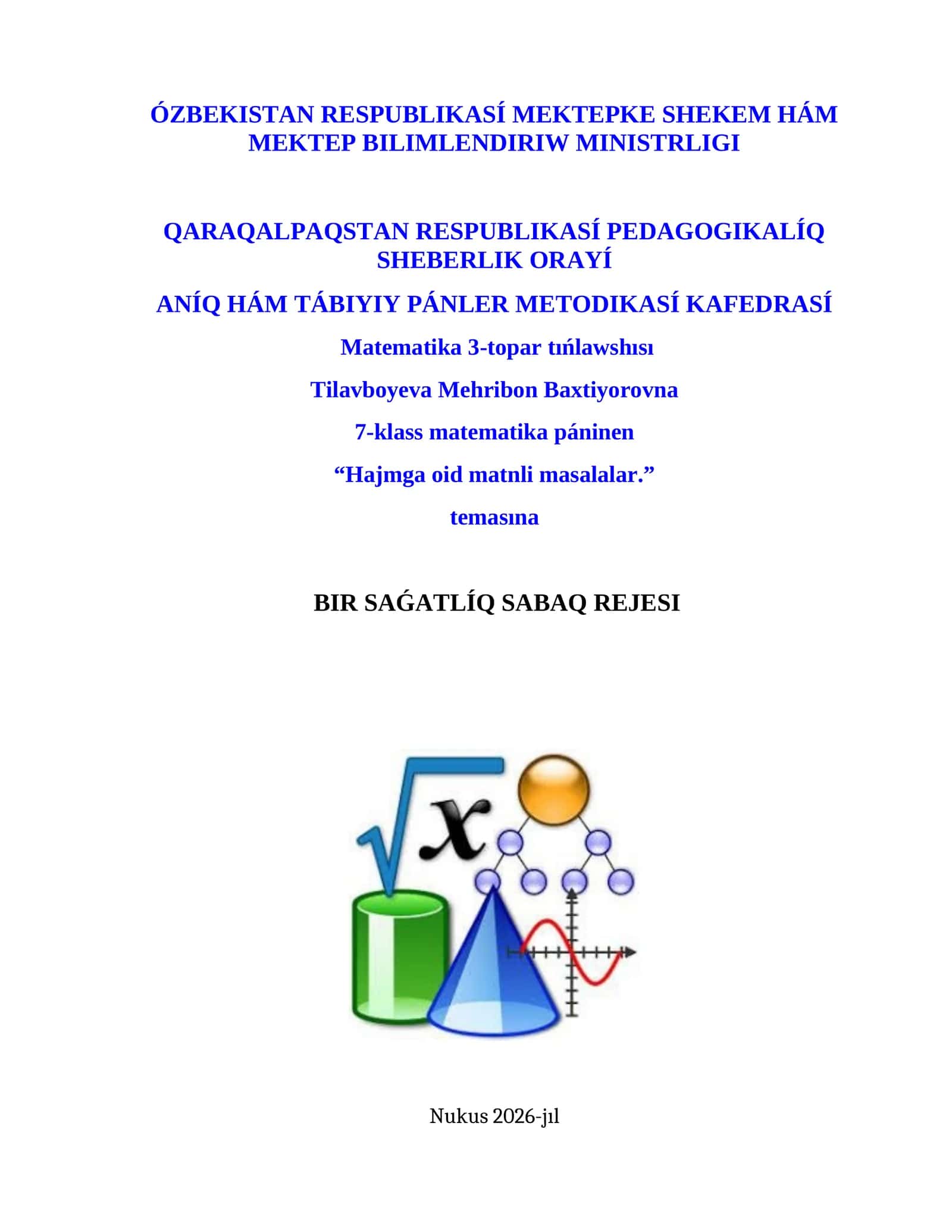 Hajmga oid matnli masalalar 1