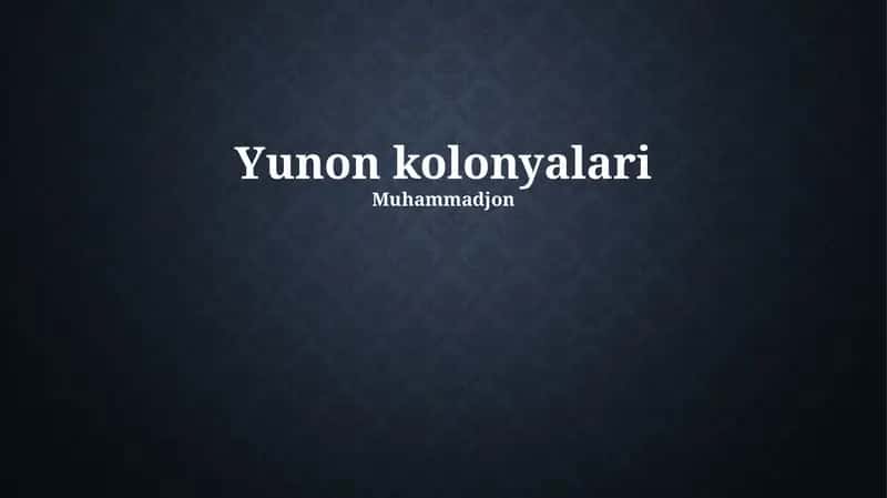 Yunon Koloniyalar 1