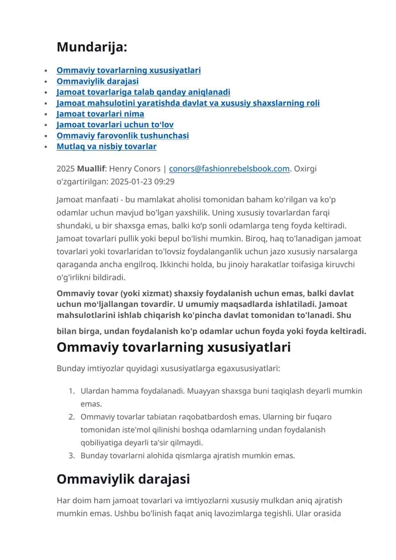 Jamoat tovarlariga talab qanday aniqlanadi 1