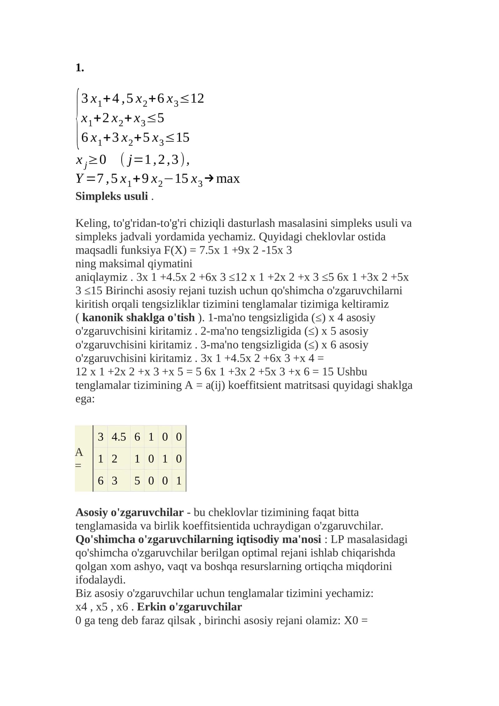 Simpleks usuli 1