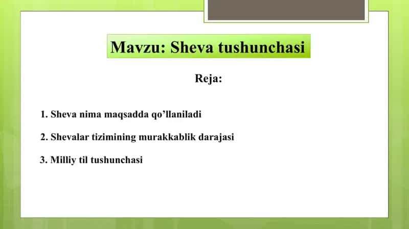 Sheva tushunchasi 1