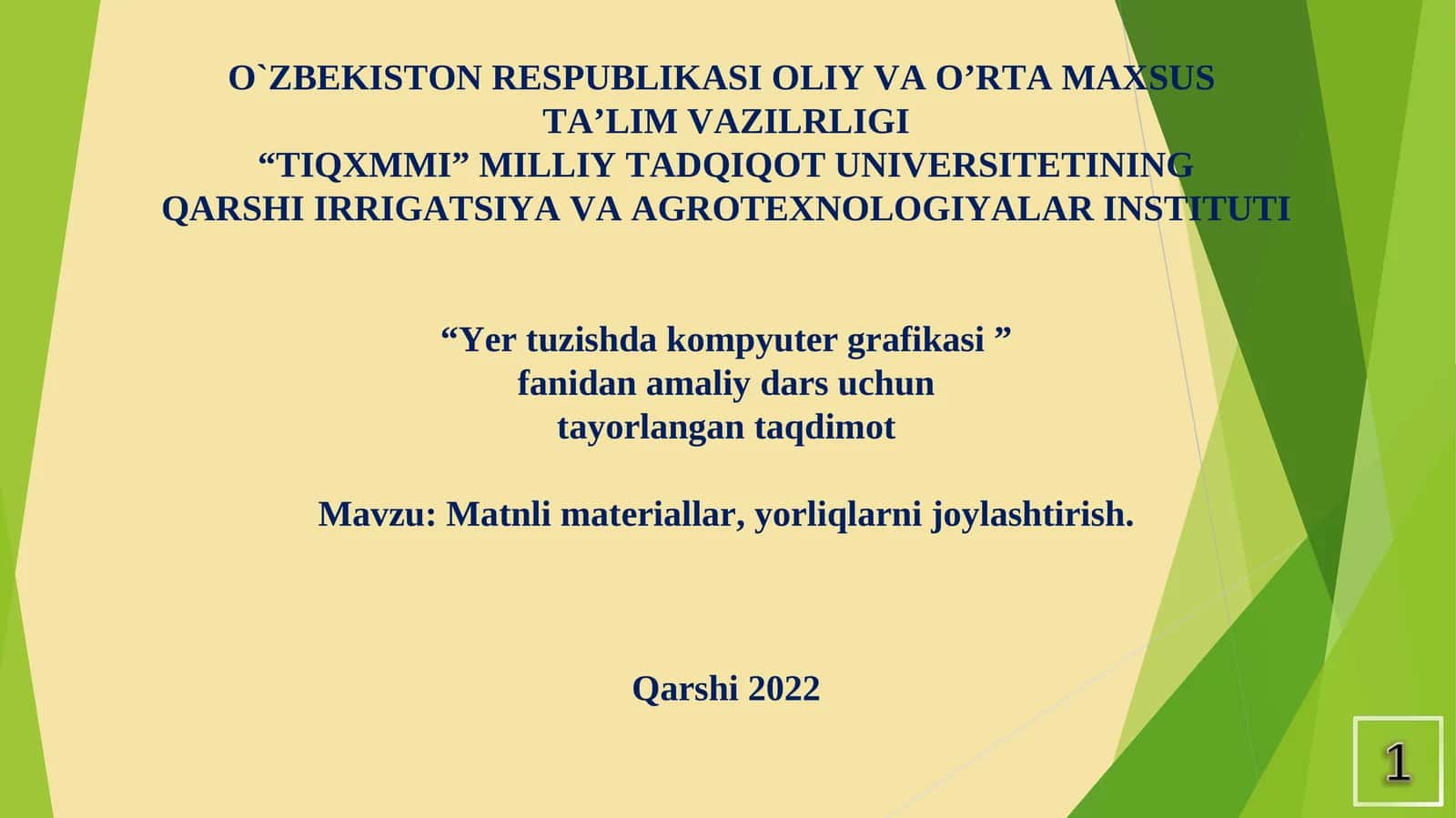Yer tuzishda kompyuter grafikasi 1