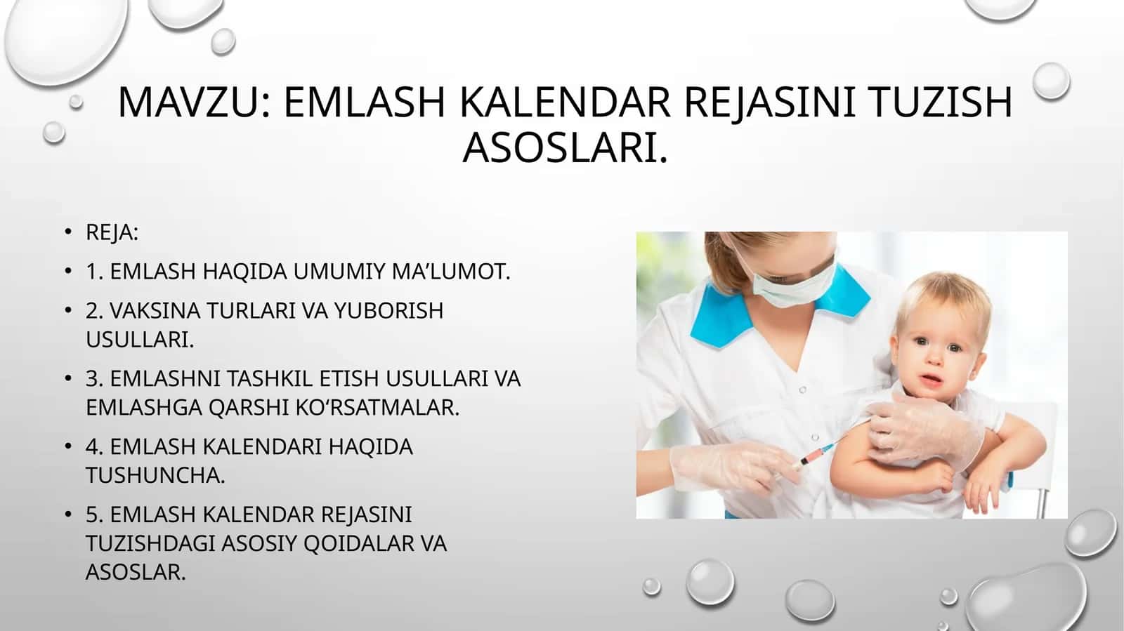 Emlash kalendar rejasini tuzish asoslari 1