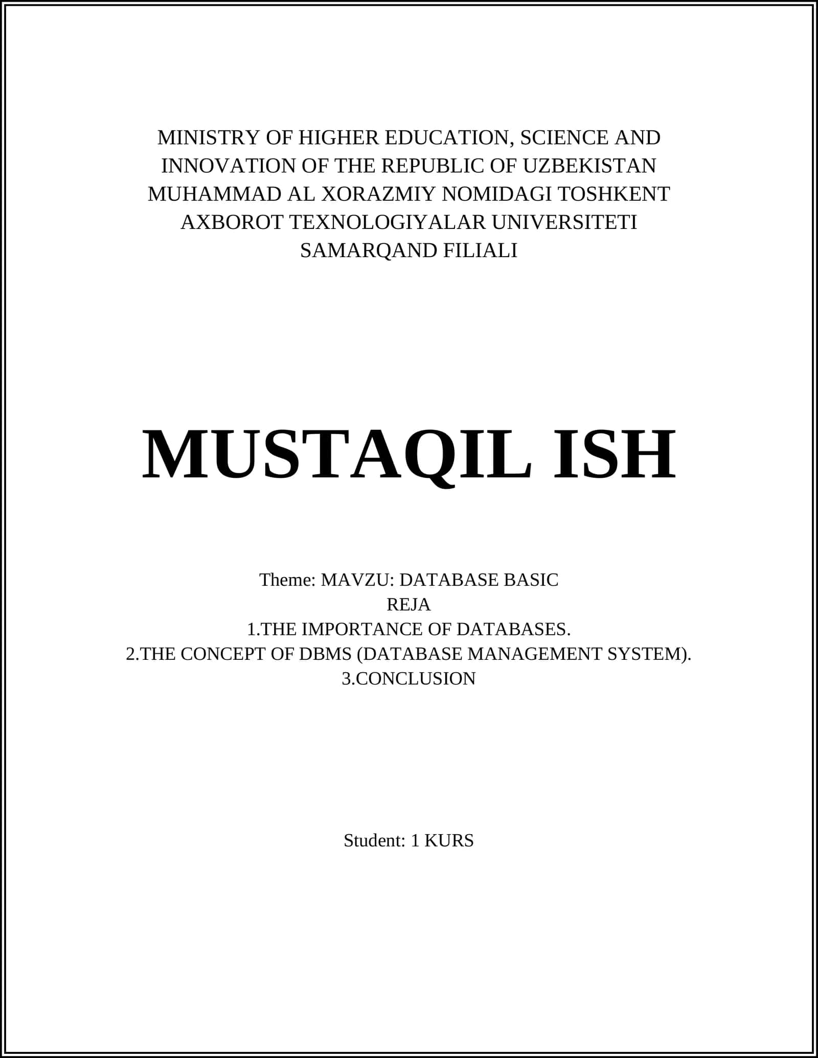 DATABASE BASIC 1