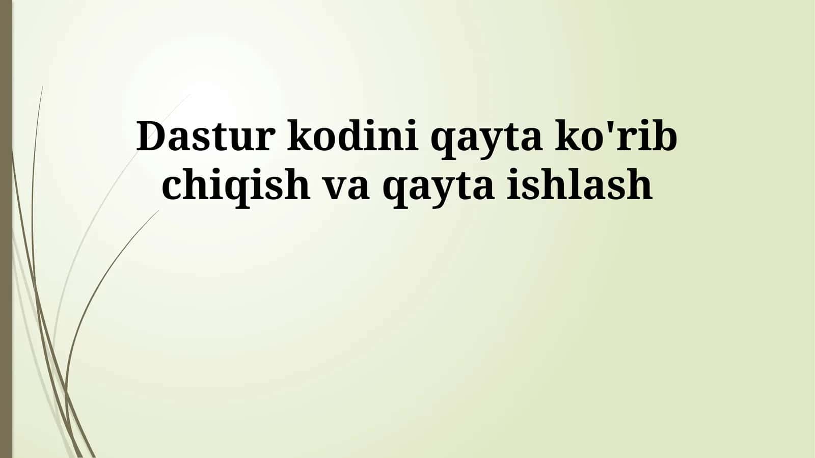 Dastur kodini qayta ko'rib chiqish va qayta ishlash 1