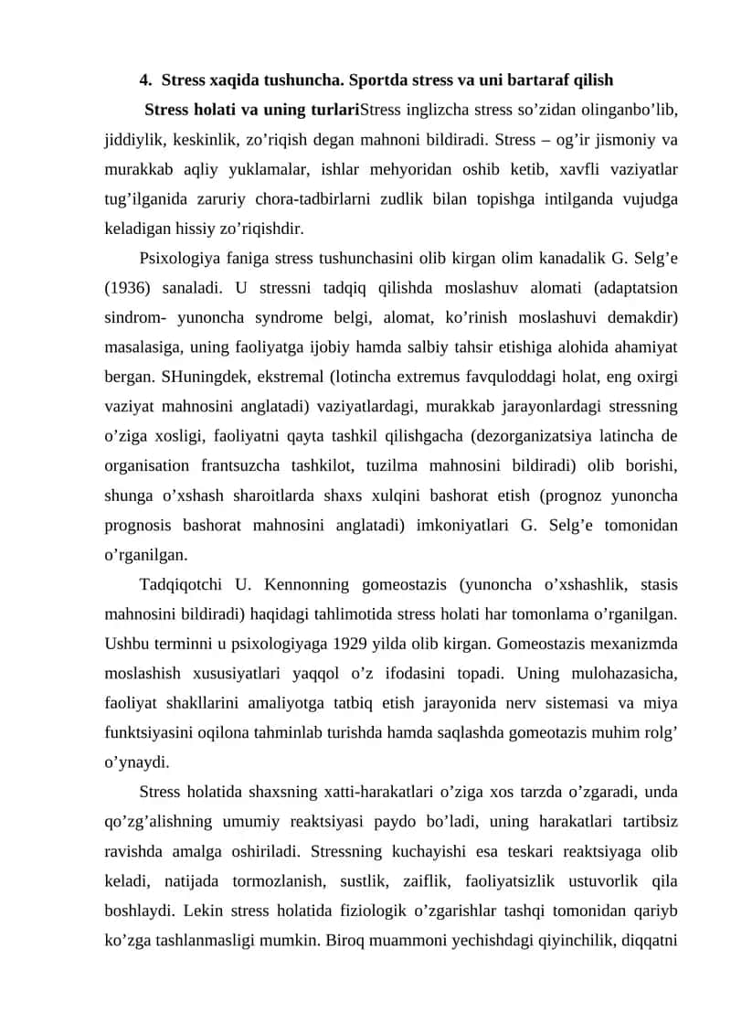 Stress va uning bartaraf qilish usullari 1
