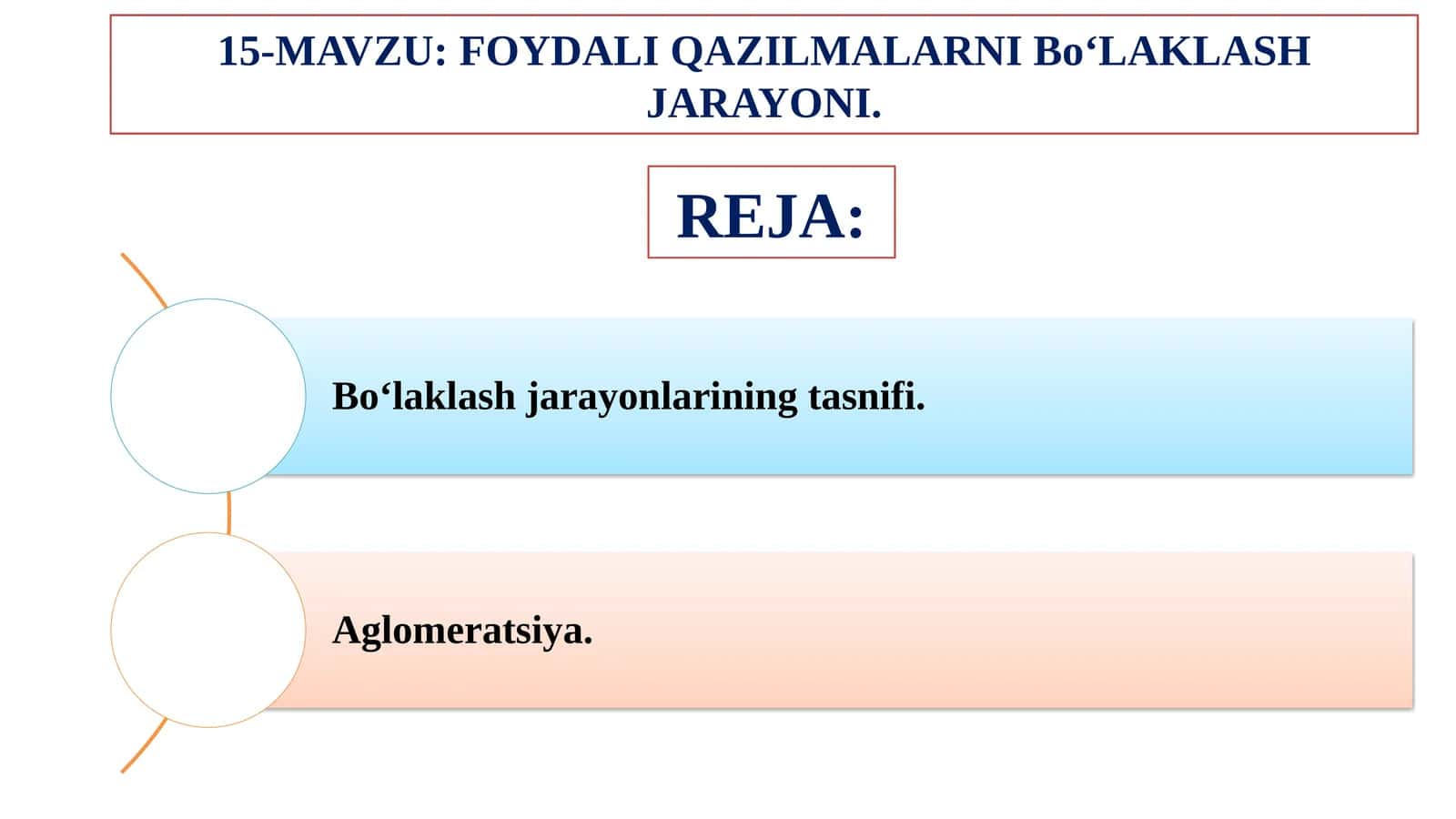 FOYDALI QAZILMALARNI BO'LAKLASH JARAYONI 1