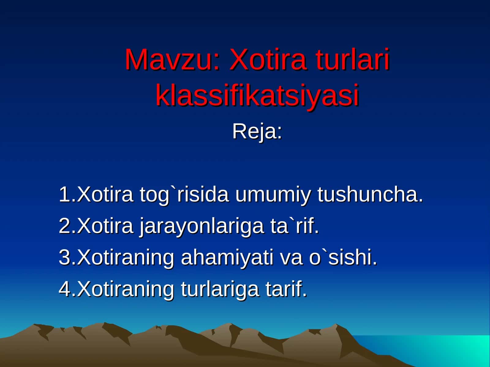 Xotira turlari klassifikatsiyasi 1