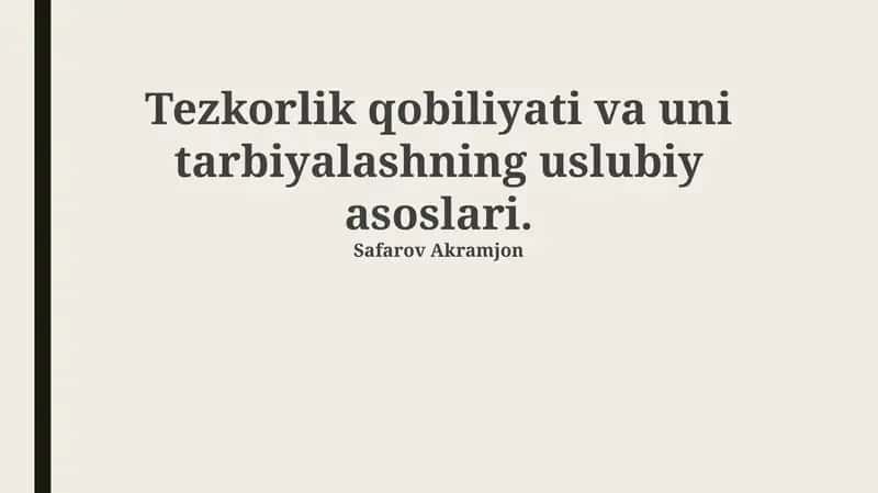 Tezlikni Rivojlantirish Metodikasi 1