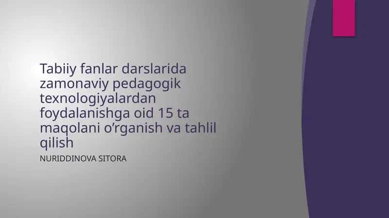 Tabiiy fanlardan samarali foydalanish 1