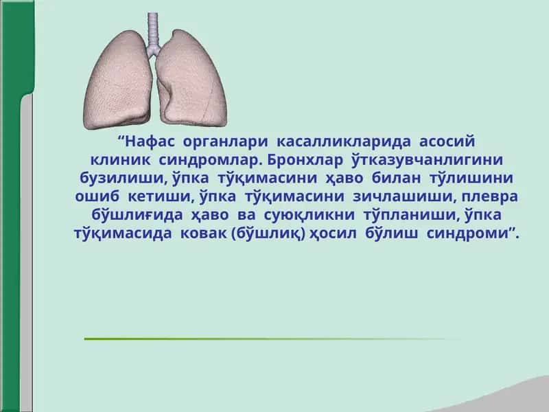 Нафас органлари касалликларида асосий клиник синдромлар 1