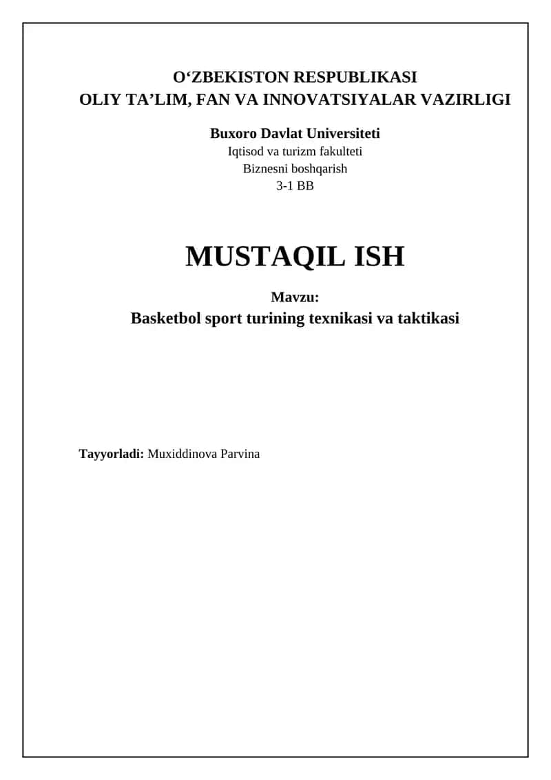 Basketbol sport turining texnikasi va taktikasi 1