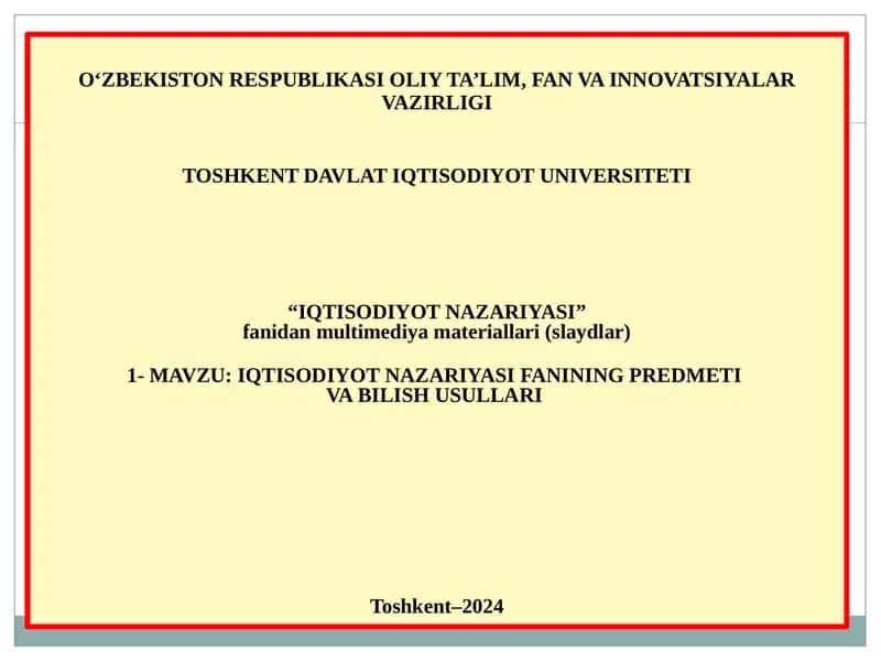 IQTISODIYOT NAZARIYASI 1