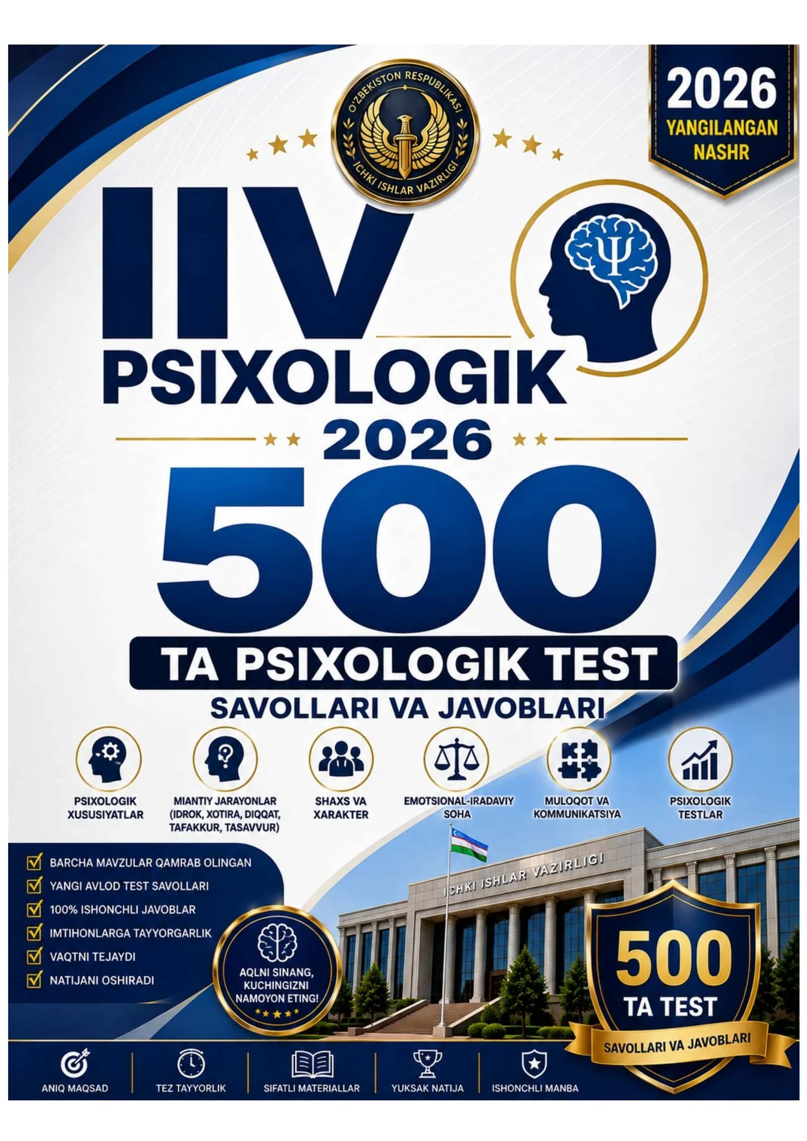 IIV PSIXOLOGIK 2026-YIL - 500 TA PSIXOLOGIK TEST SAVOLLARI VA JAVOBLARI 1