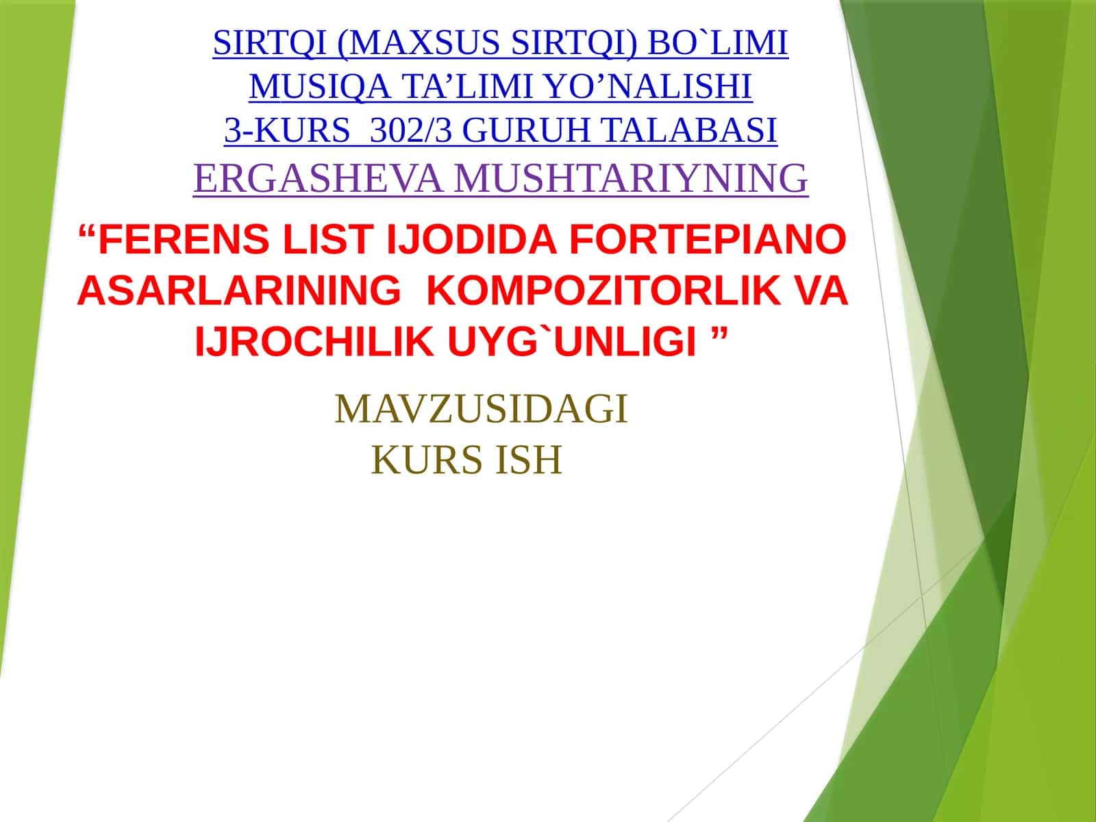 FERENS LIST IJODIDA FORTEPIANO ASARLARINING KOMPOZITORLIK VA IJROCHILIK UYG`UNLIGI 1