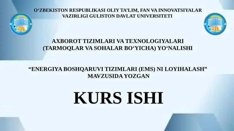 ENERGIYA BOSHQARUVI TIZIMLARI (EMS) NILOYIHALASH 1