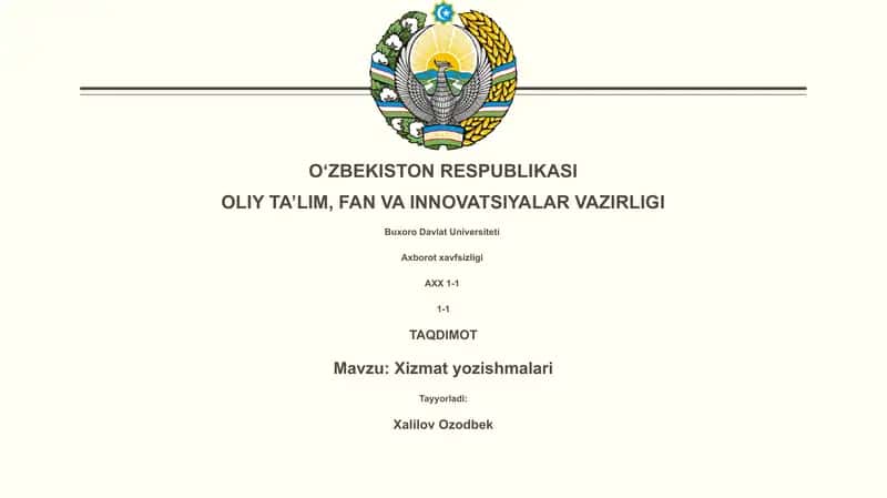 Xizmat yozishmalari 1