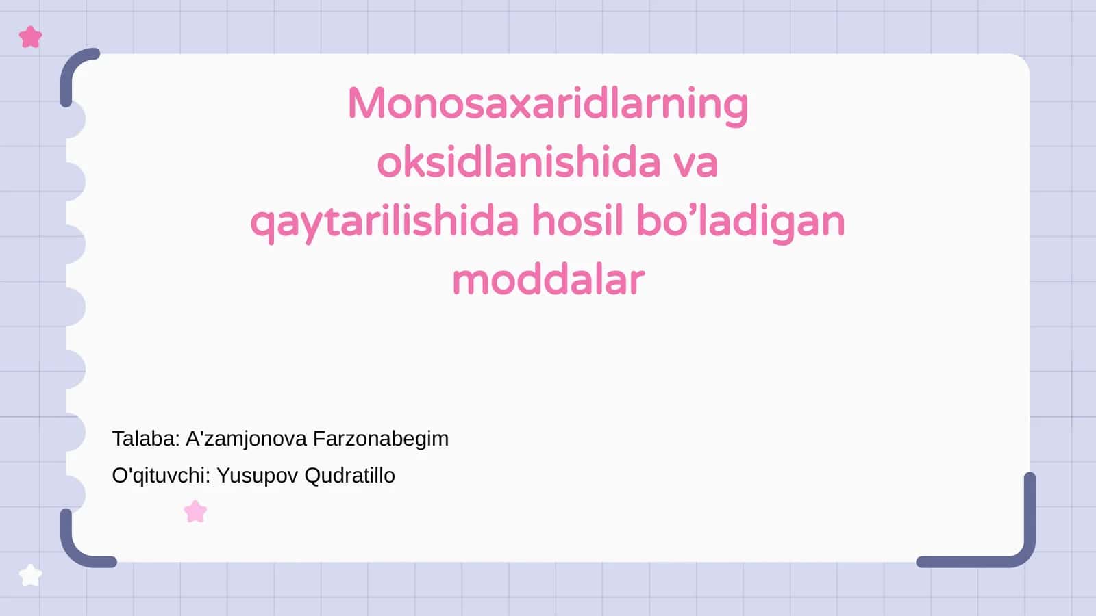 Monosaxaridlarning oksidlanishida va qaytarilishida hosil bo’ladigan moddalar 1