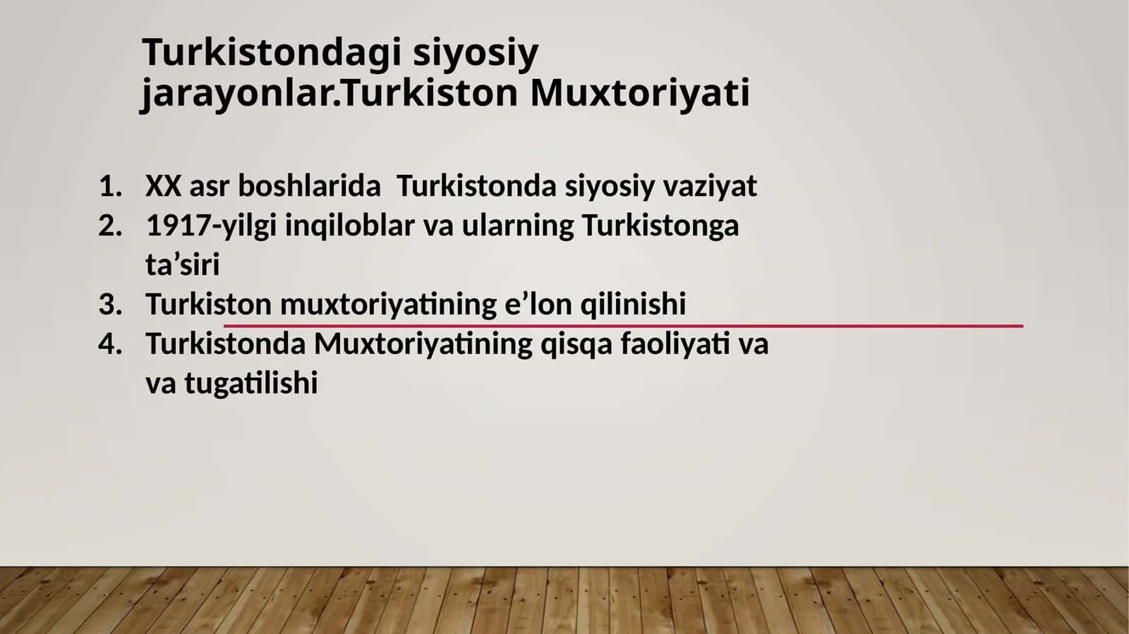 Turkistondagi siyosiy jarayonlar.Turkiston Muxtoriyati 1