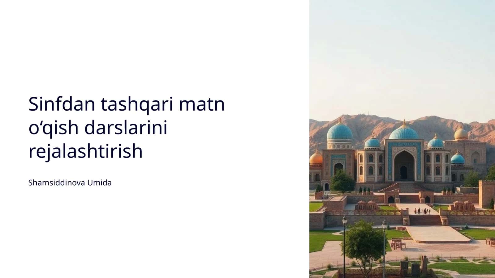 Sinfdan tashqari matn o‘qish darslarini rejalashtirish 1