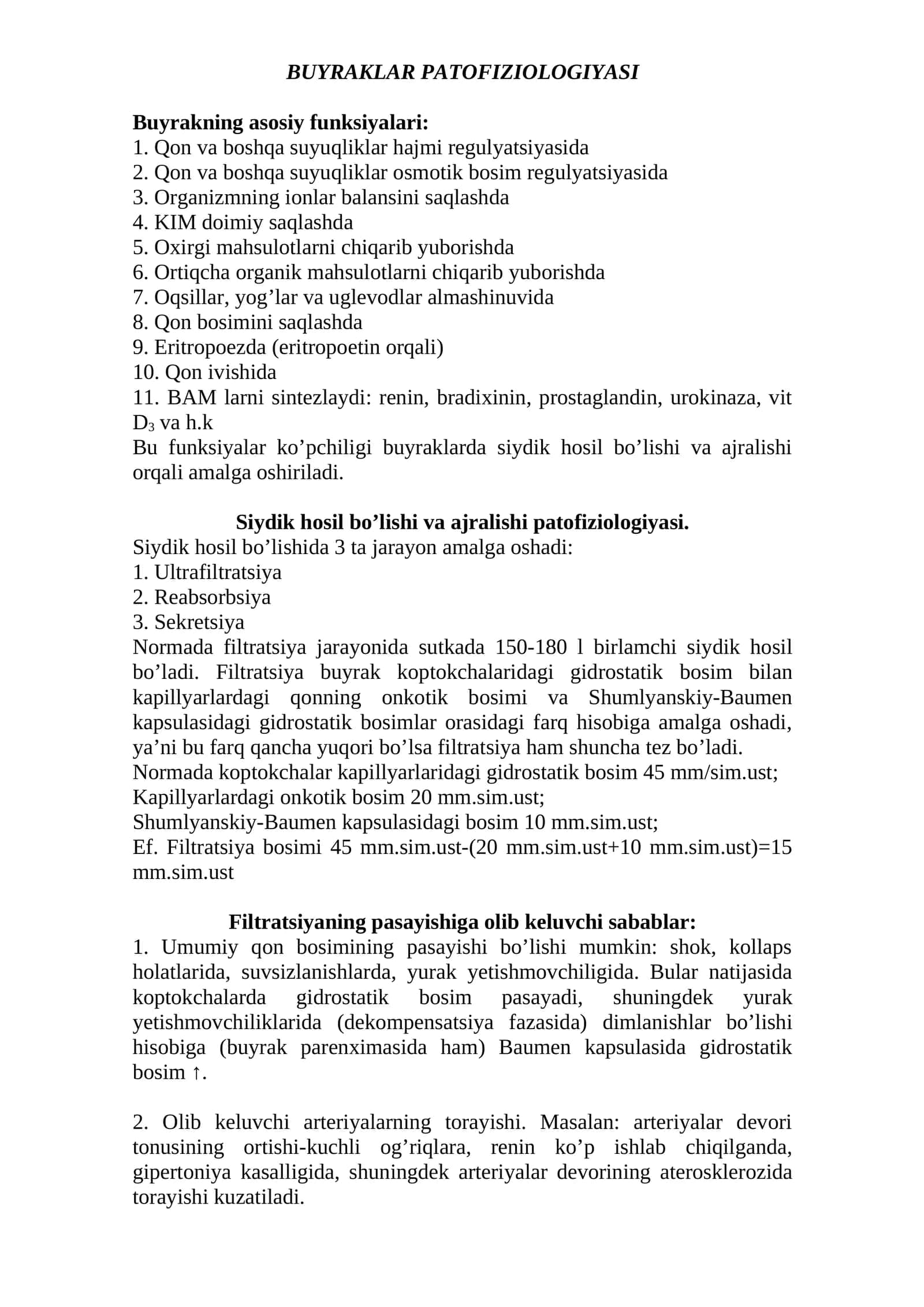 BUYRAKLAR PATOFIZIOLOGIYASI 1
