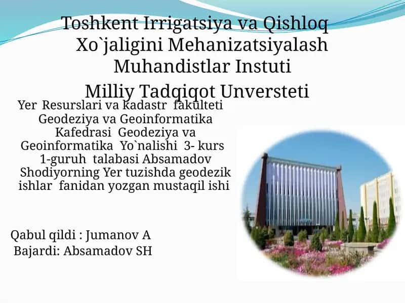 Teodolit yo’lo’tkazish bo’yicha loyihani joyga ko’chirishda geodezik qiymatlarni tayyorlash 1