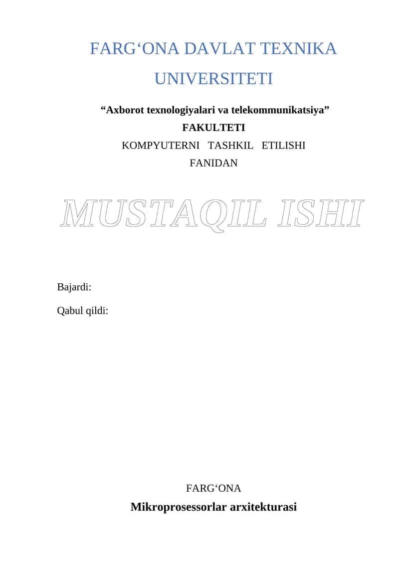 Mikroprosessorlar arxitekturasi 1