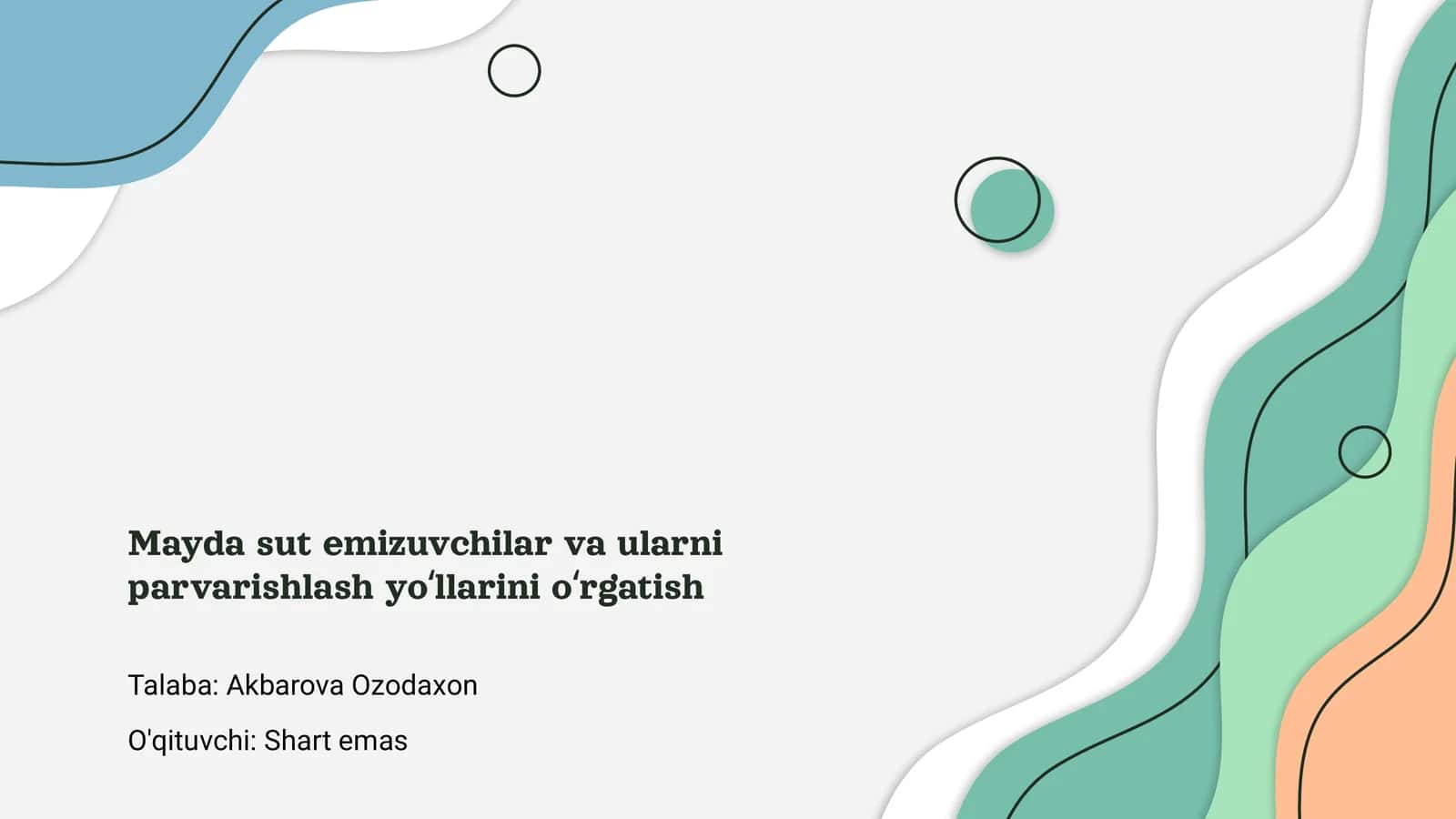 Mayda sut emizuvchilar va ularni parvarishlash yoʻllarini oʻrgatish 1