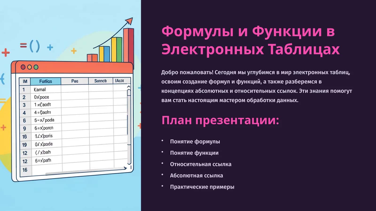 Формулы и Функции в Электронных Таблицах 1