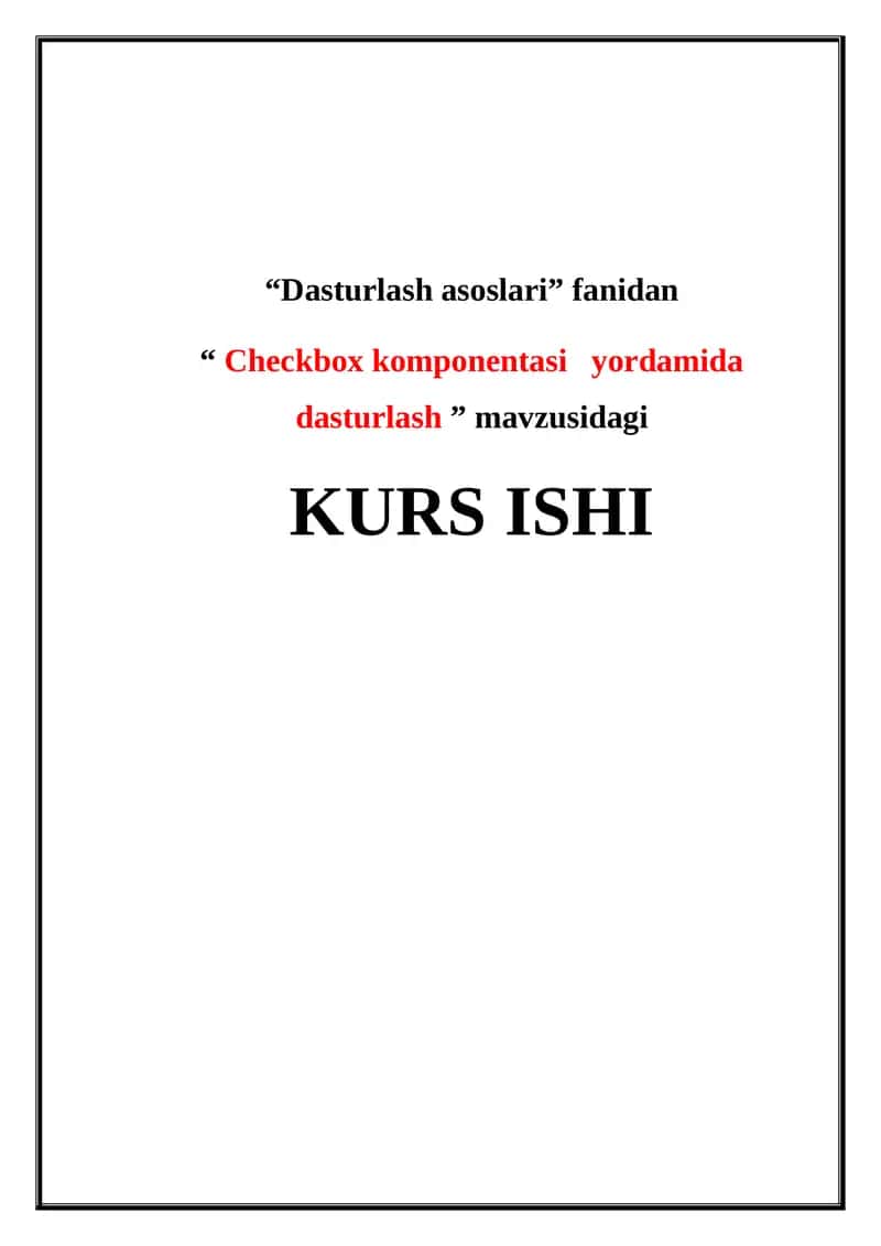 Checkbox komponentasi yordamida dasturlash 1