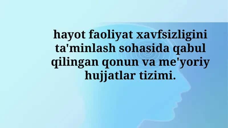 Hayot xavfsizligini ta'minlash sohasidagi qonunlar 1