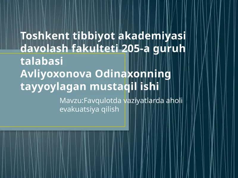 Favqulotdavaziyatlarda aholi evakuatsiya qilish 1