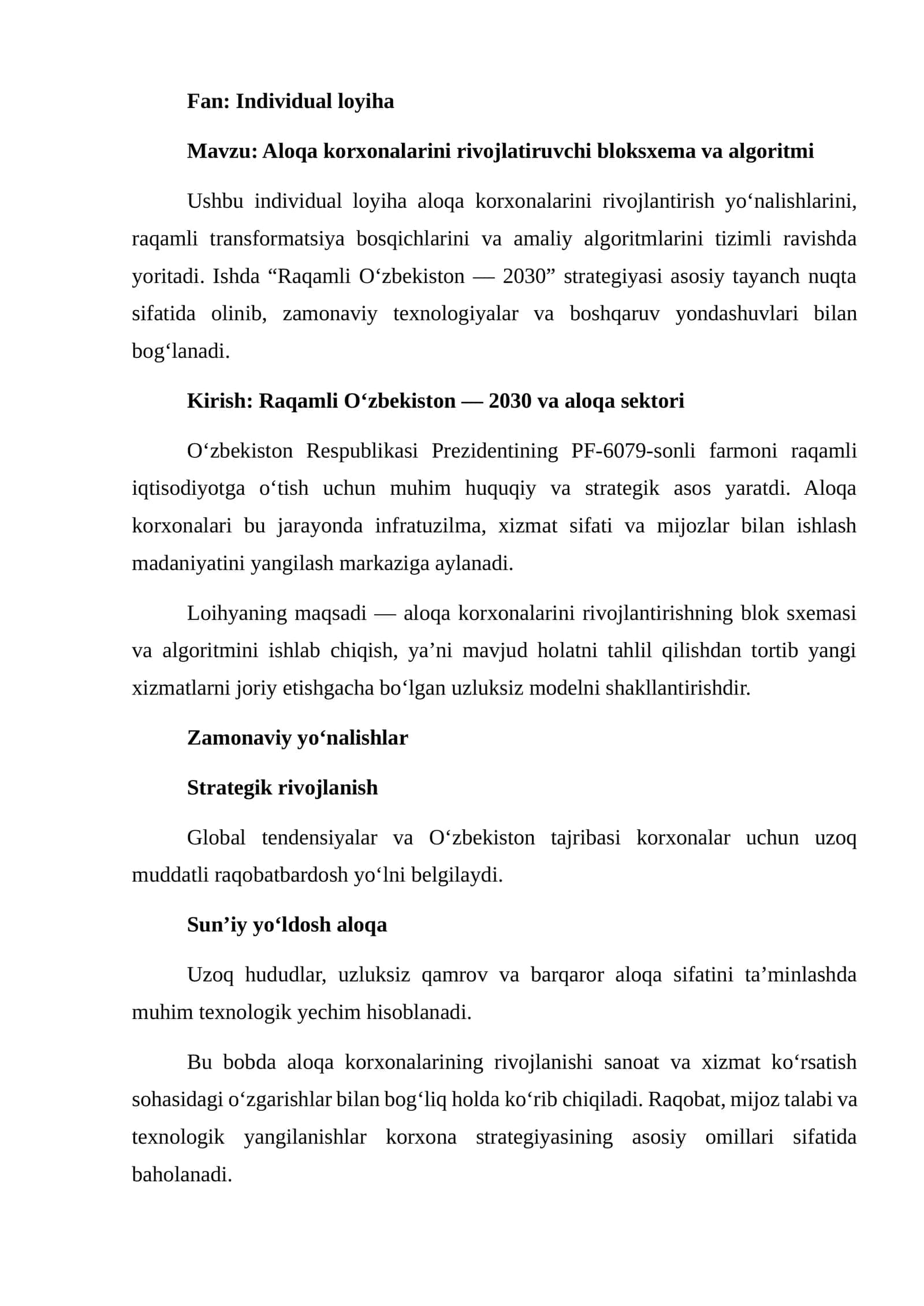 Aloqa korxonalarini rivojlantirish 1