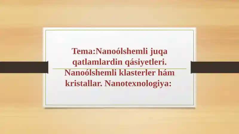 Nanotexnologiya
