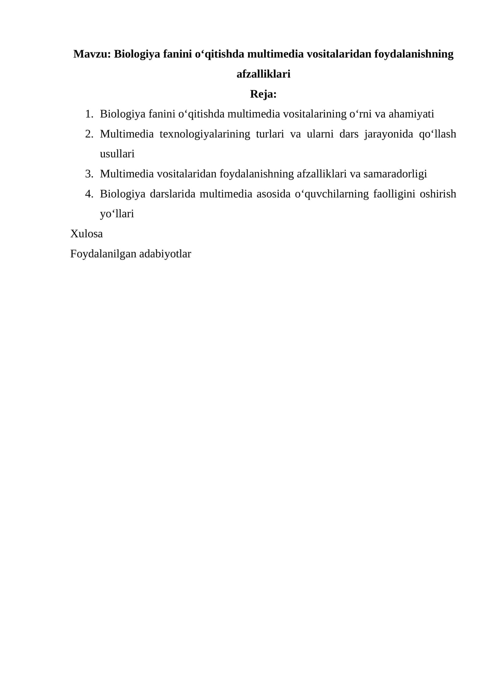Biologiya fanini o‘qitishda multimedia vositalaridan foydalanishning afzalliklari 1