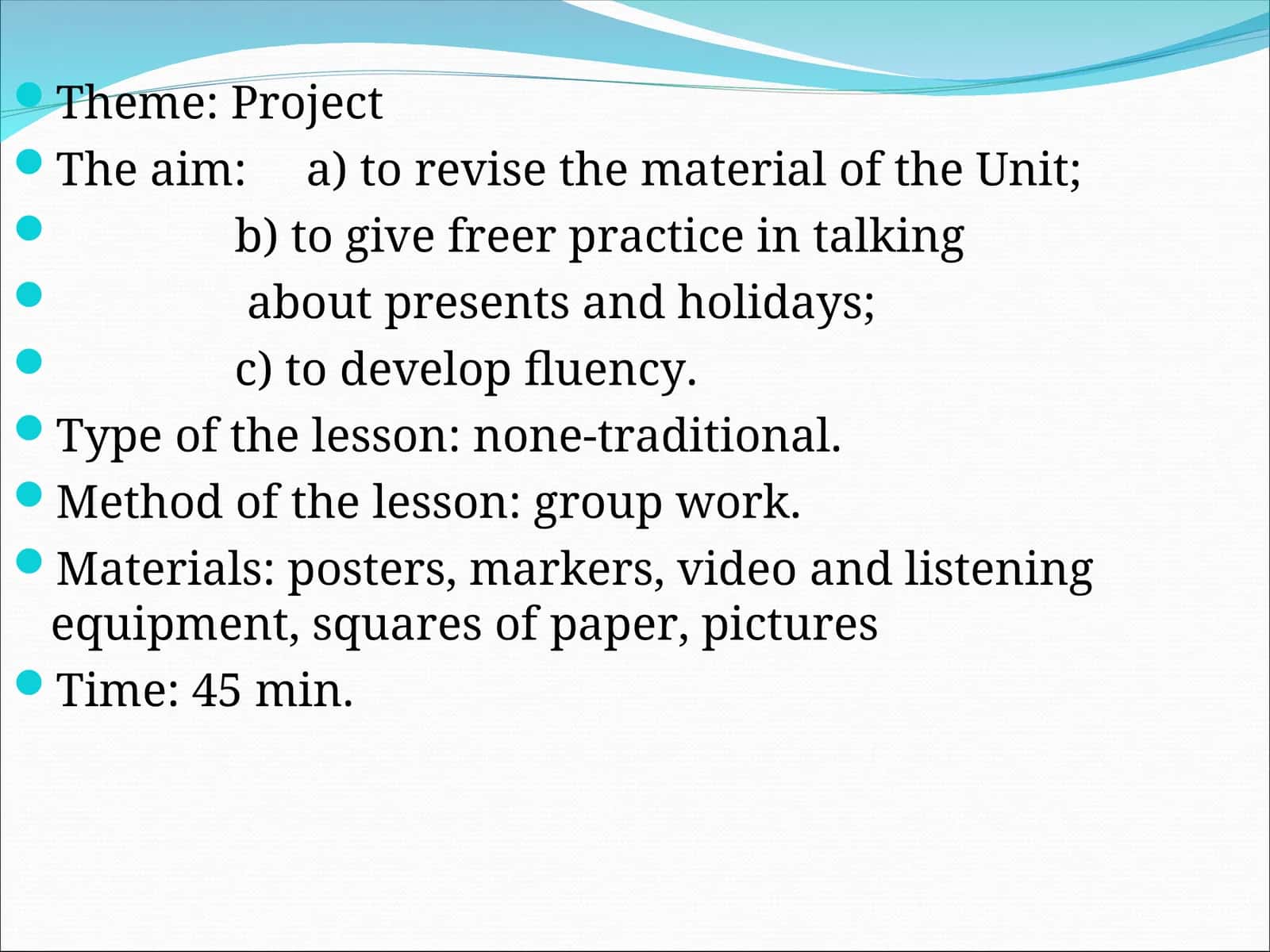 Lesson Plan on Presents and Holidays 1