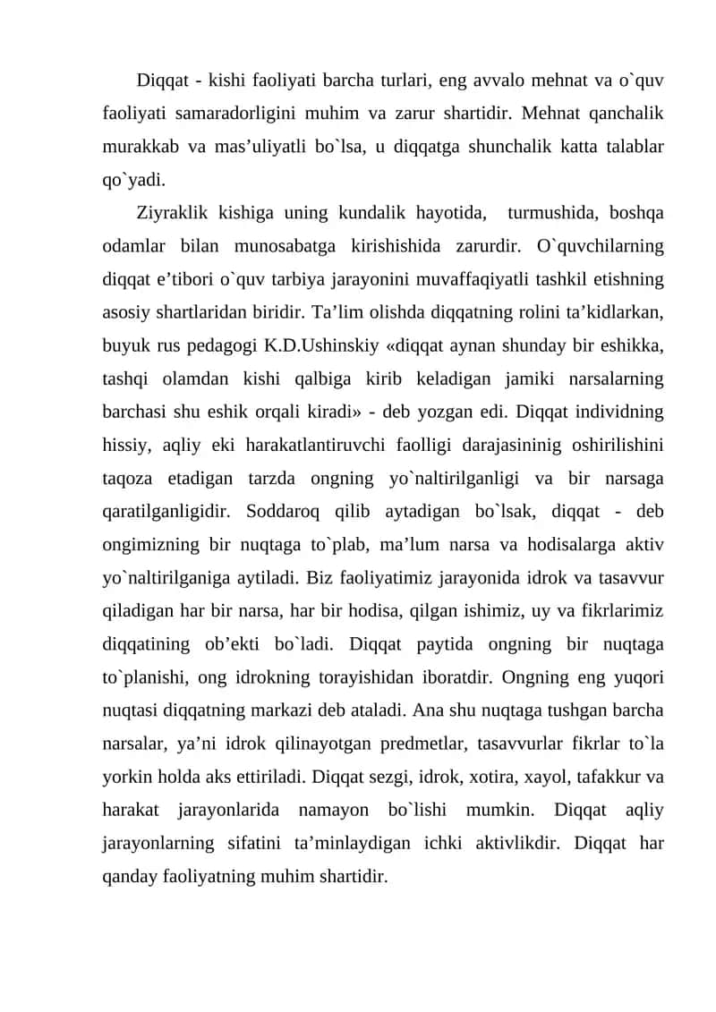 Diqqatning ahamiyati 1