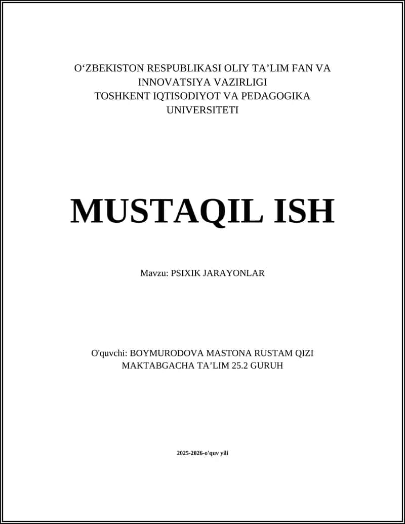 PSIXIK JARAYONLAR 1