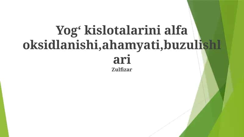 Tarmoqlangan Zanjirli Yog' Kislotasi Metabolizmi 1