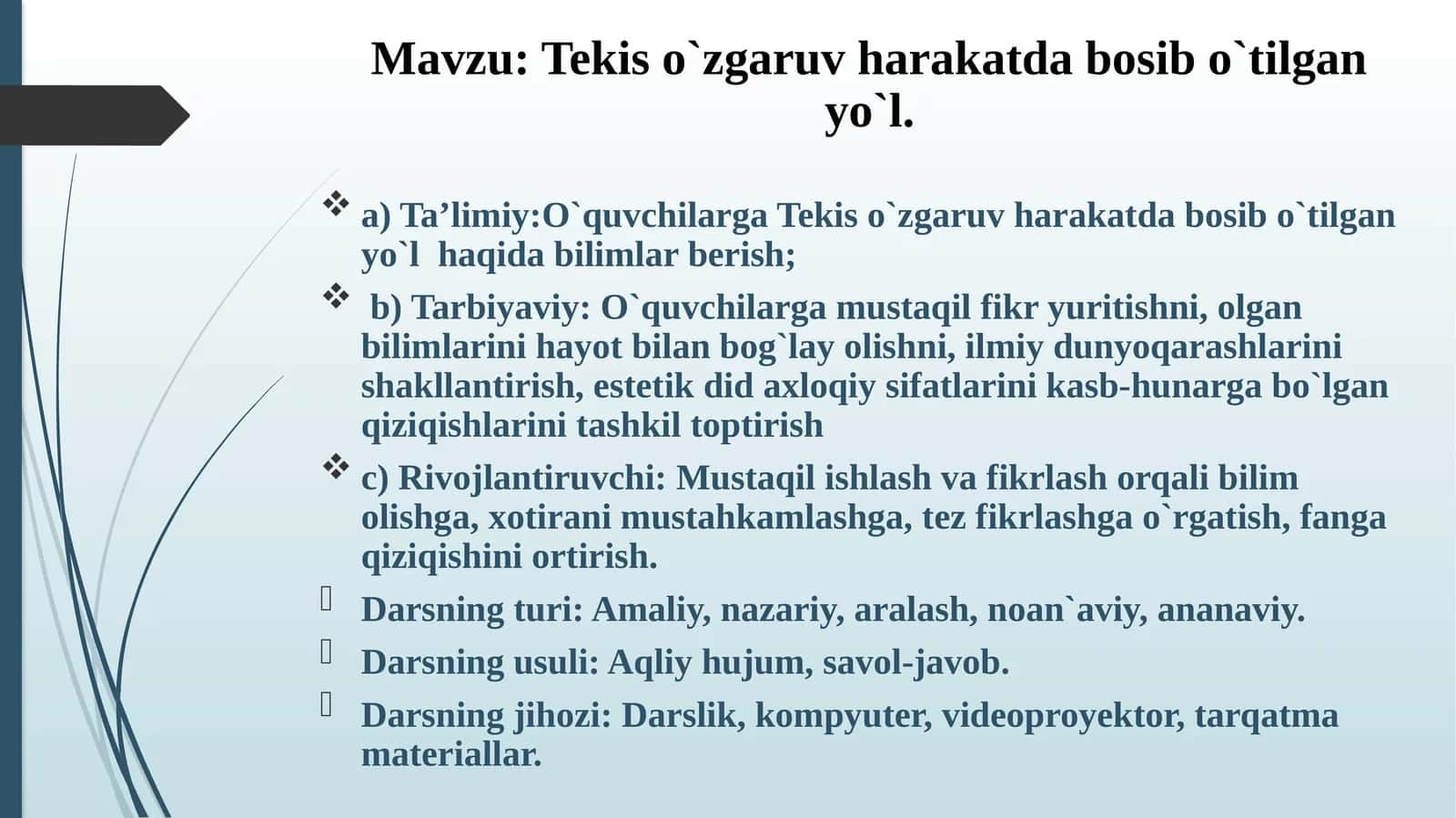 Tekiso`zgaruv harakatda bosibo`tilgan yo`l 1