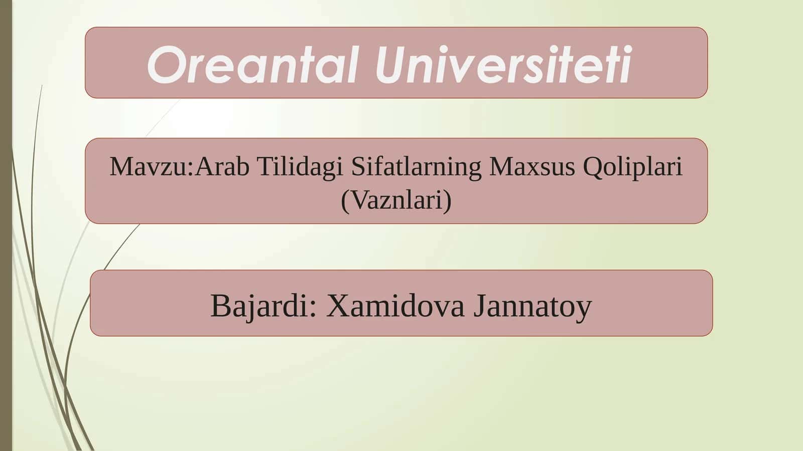 Arab Tilidagi Sifatlarning Maxsus Qoliplari (Vaznlari) 1